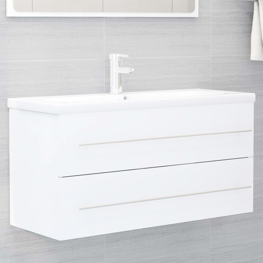 Mobile Con Lavabo Integrato In Legno Multistrato Bianco