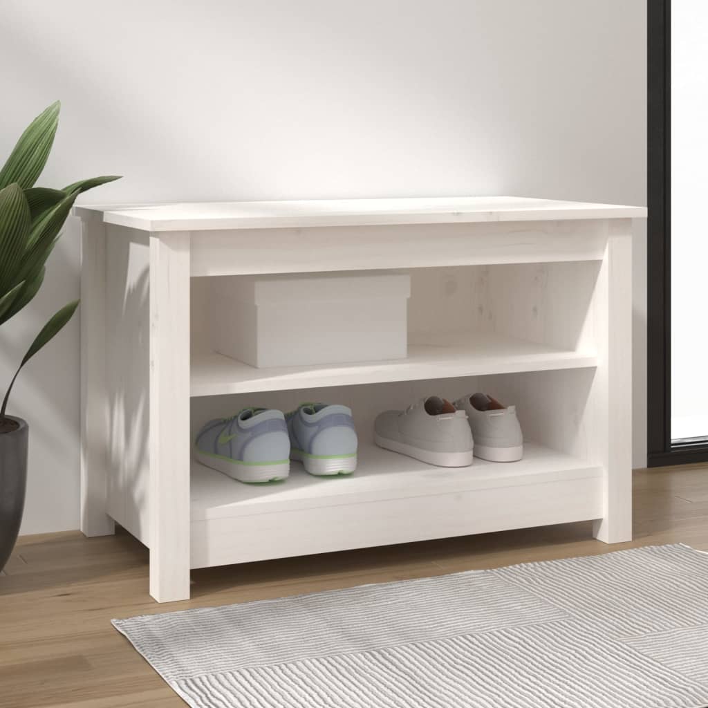 Scarpiera Nera 110X38X45,5 Cm In Legno Massello Di Pino