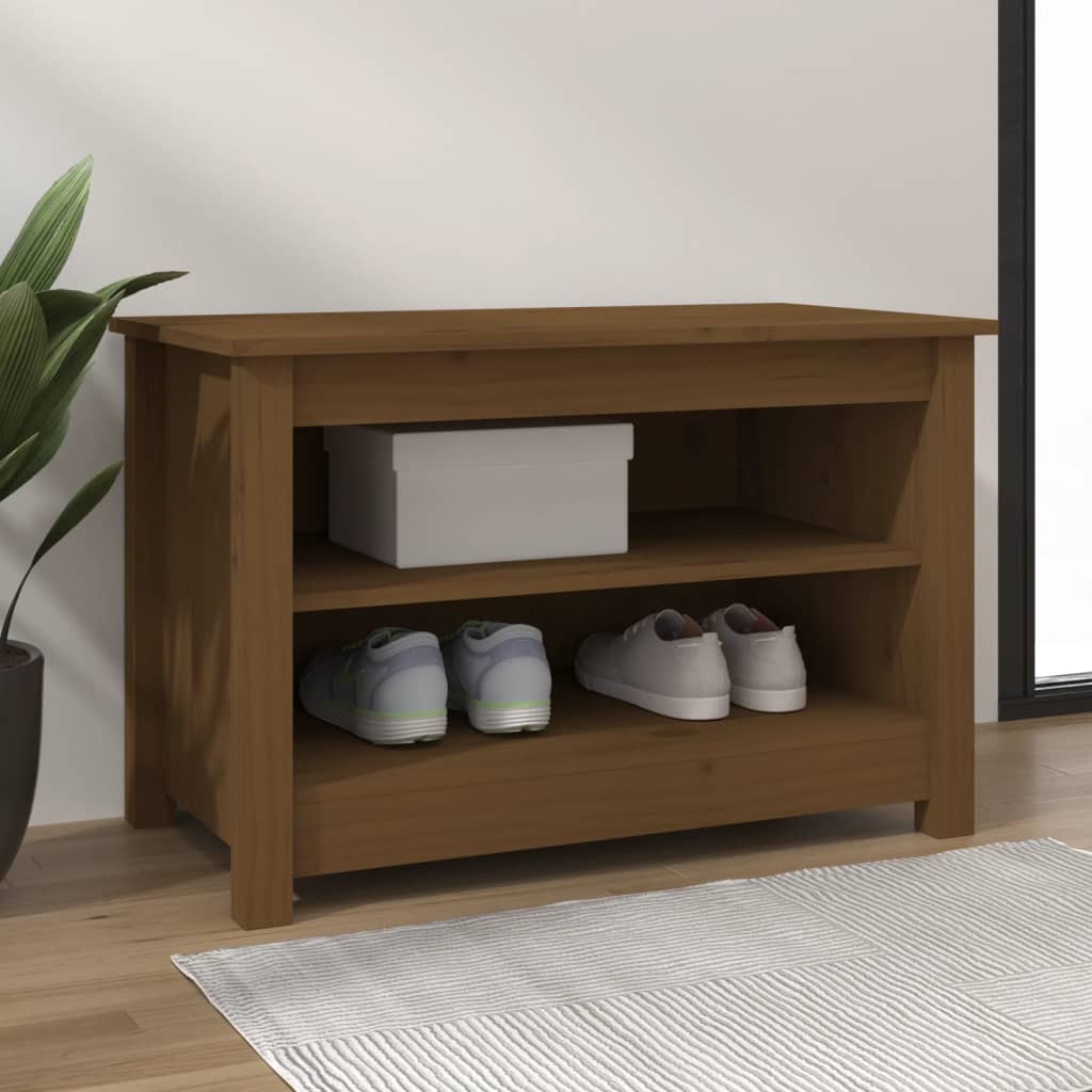 Scarpiera Nera 110X38X45,5 Cm In Legno Massello Di Pino