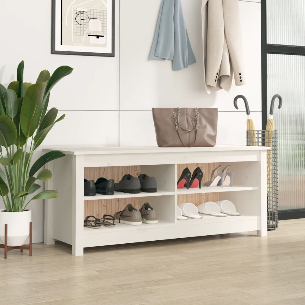 Scarpiera Nera 110X38X45,5 Cm In Legno Massello Di Pino