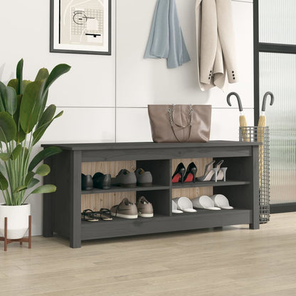 Scarpiera Nera 110X38X45,5 Cm In Legno Massello Di Pino