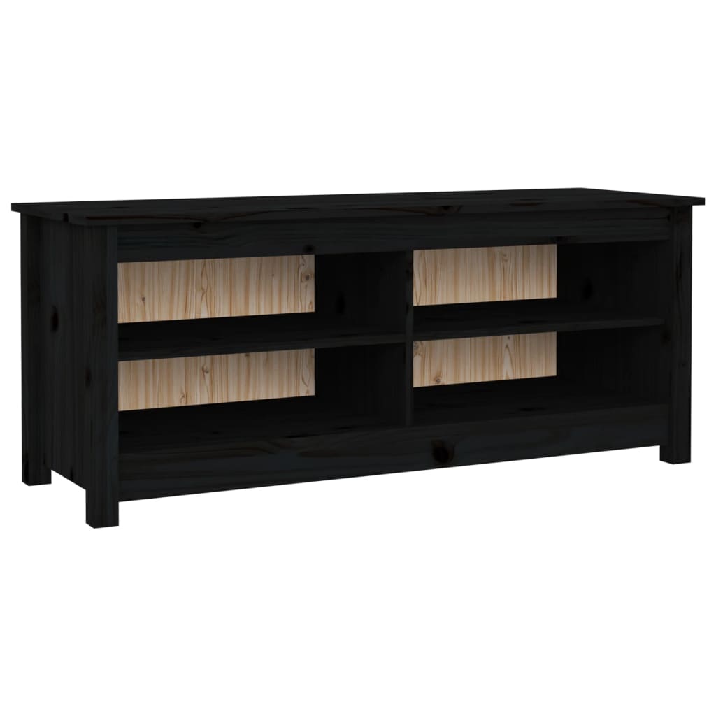 Scarpiera Nera 110X38X45,5 Cm In Legno Massello Di Pino