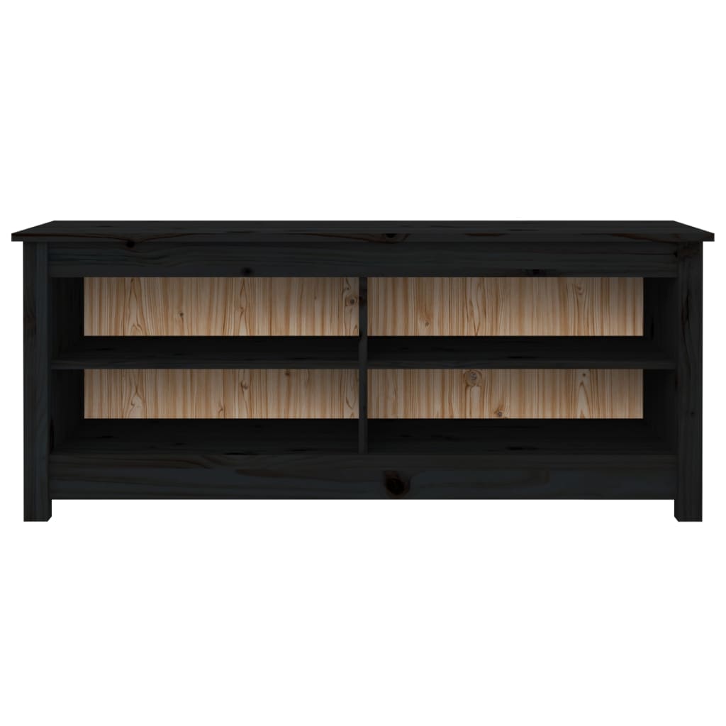 Scarpiera Nera 110X38X45,5 Cm In Legno Massello Di Pino