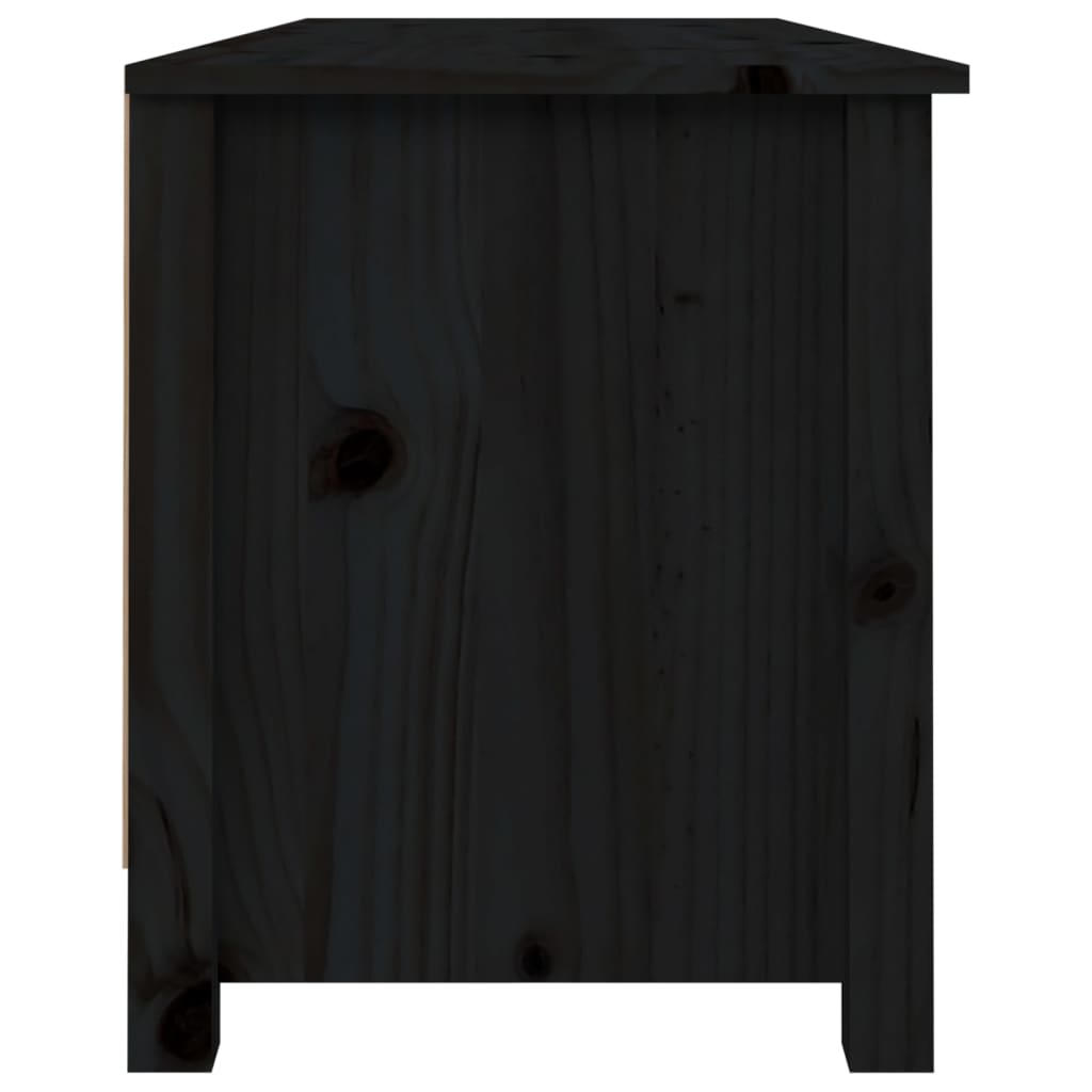 Scarpiera Nera 110X38X45,5 Cm In Legno Massello Di Pino