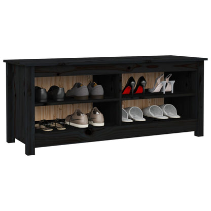 Scarpiera Nera 110X38X45,5 Cm In Legno Massello Di Pino
