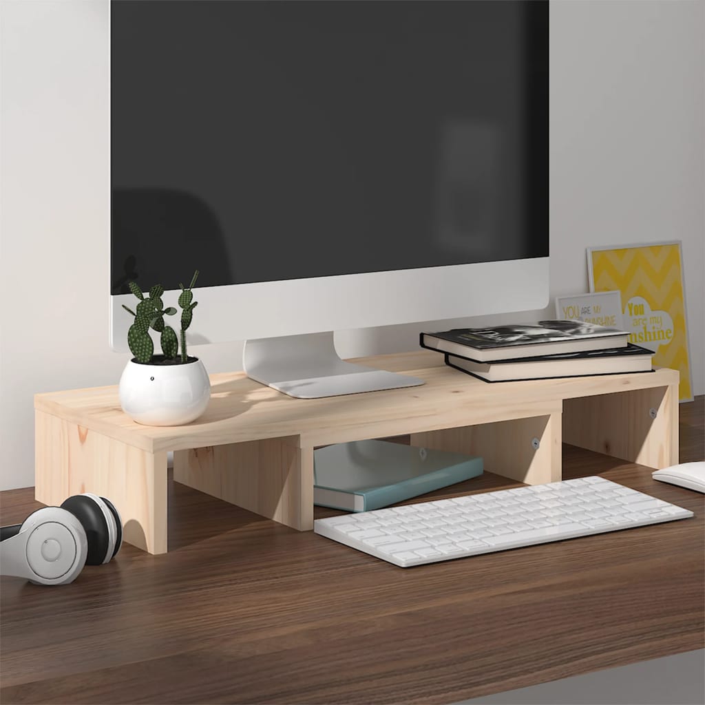 Supporto Per Monitor 60X24X10,5 Cm In Legno Massello Di Pino