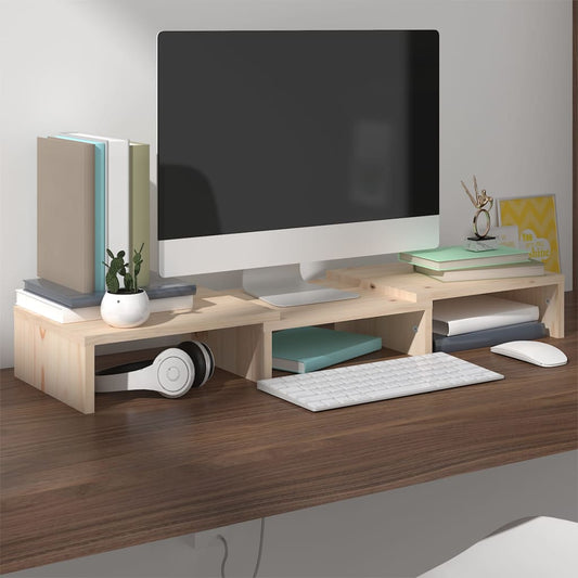 Supporto Per Monitor 60X24X10,5 Cm In Legno Massello Di Pino
