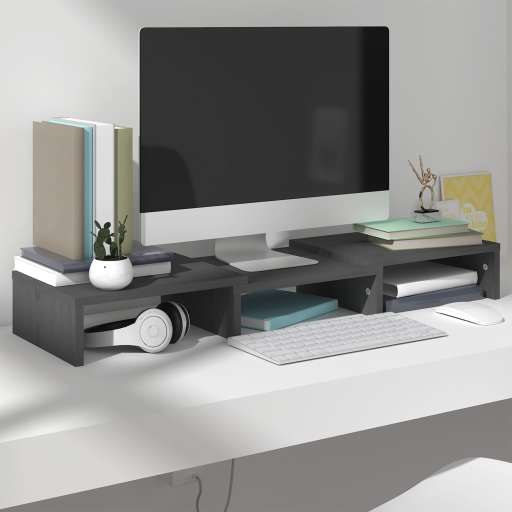 Supporto Per Monitor 60X24X10,5 Cm In Legno Massello Di Pino