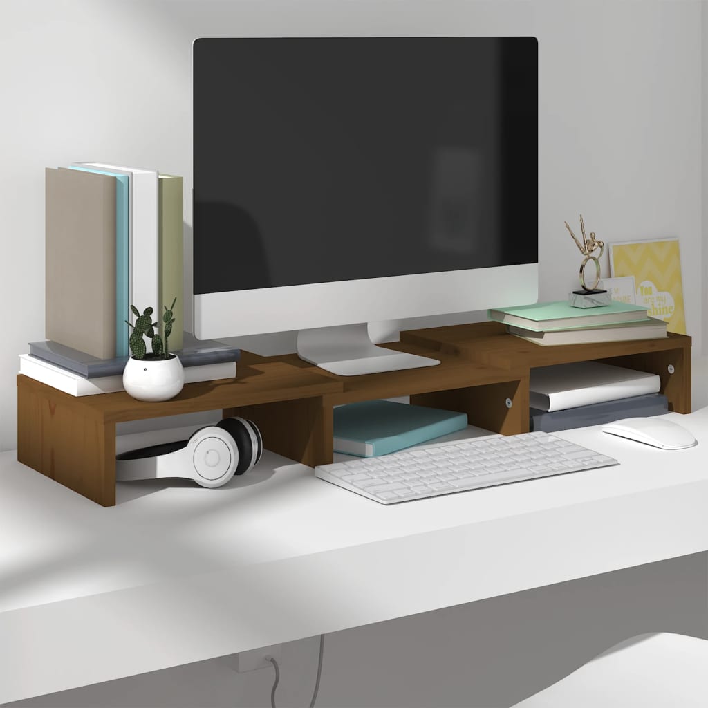 Supporto Per Monitor 60X24X10,5 Cm In Legno Massello Di Pino