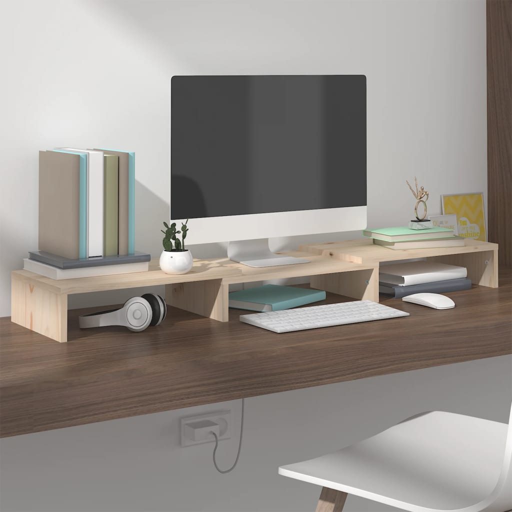Supporto Per Monitor 60X24X10,5 Cm In Legno Massello Di Pino