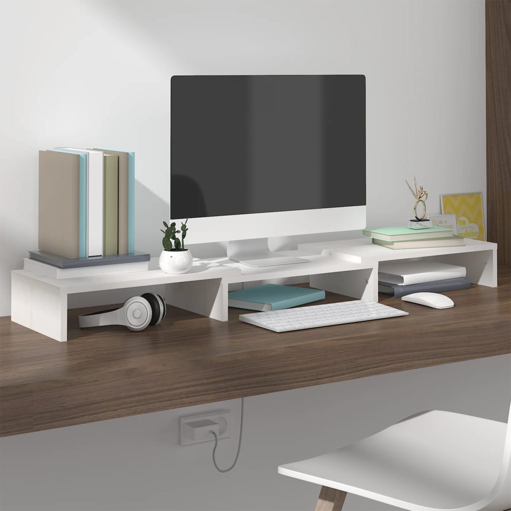 Supporto Per Monitor 60X24X10,5 Cm In Legno Massello Di Pino