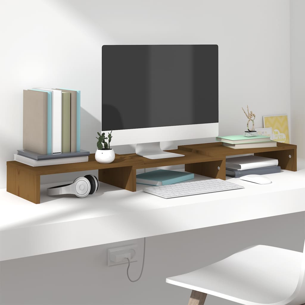 Supporto Per Monitor 60X24X10,5 Cm In Legno Massello Di Pino