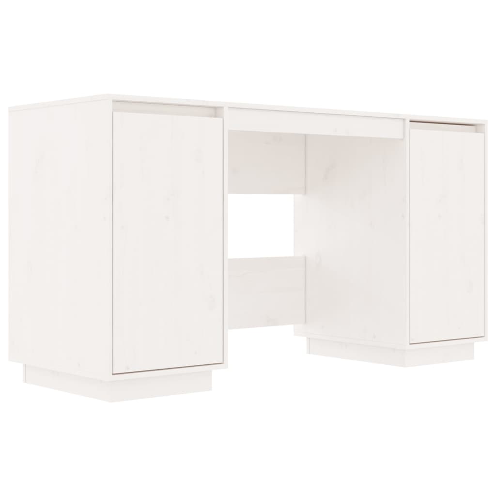 Scrivania Bianca 140X50X75 Cm In Legno Massello Di Pino