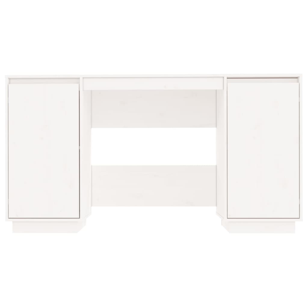 Scrivania Bianca 140X50X75 Cm In Legno Massello Di Pino