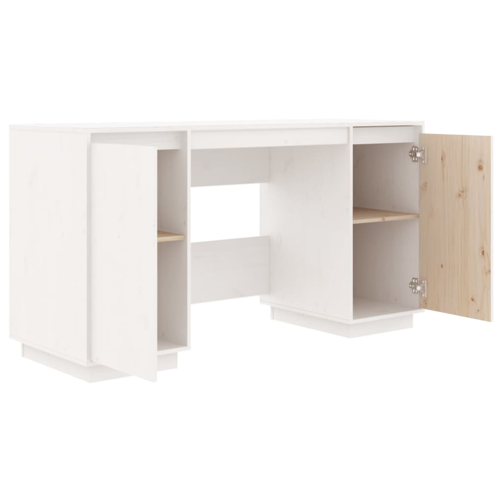 Scrivania Bianca 140X50X75 Cm In Legno Massello Di Pino