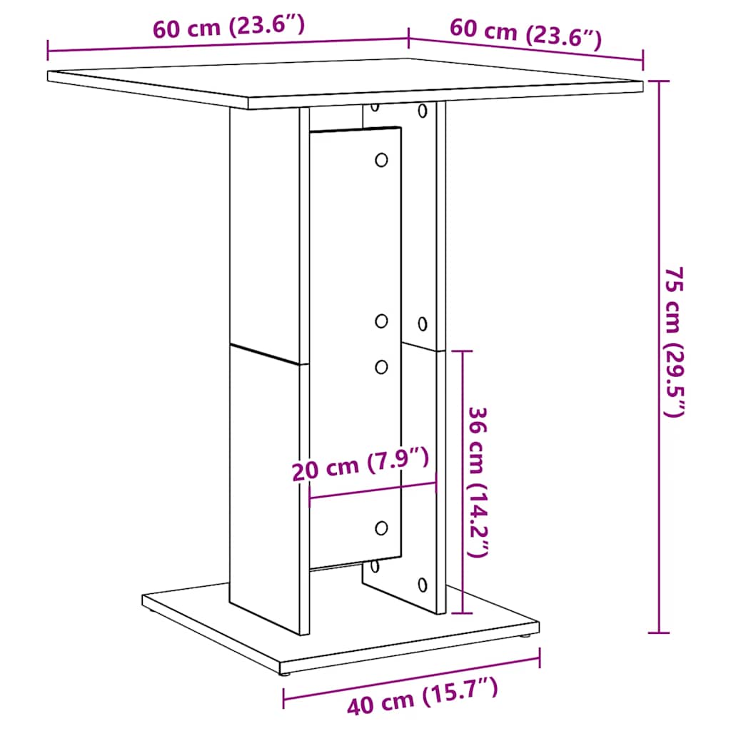 Tavolo Da Bistrot 60X60X75 Cm Legno Multistrato