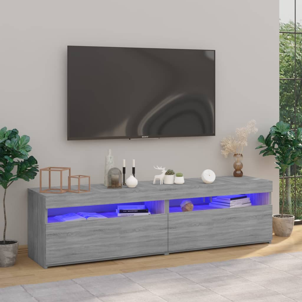 Mobili Porta Tv Con Luci Led 2 Pz 75X35X40 Cm
