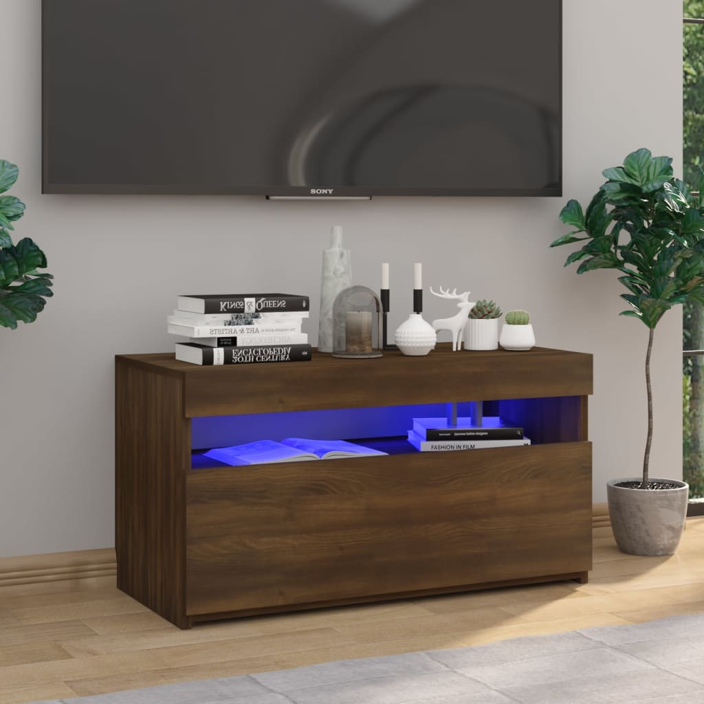 Mobili Porta Tv Con Luci Led 2 Pz 75X35X40 Cm