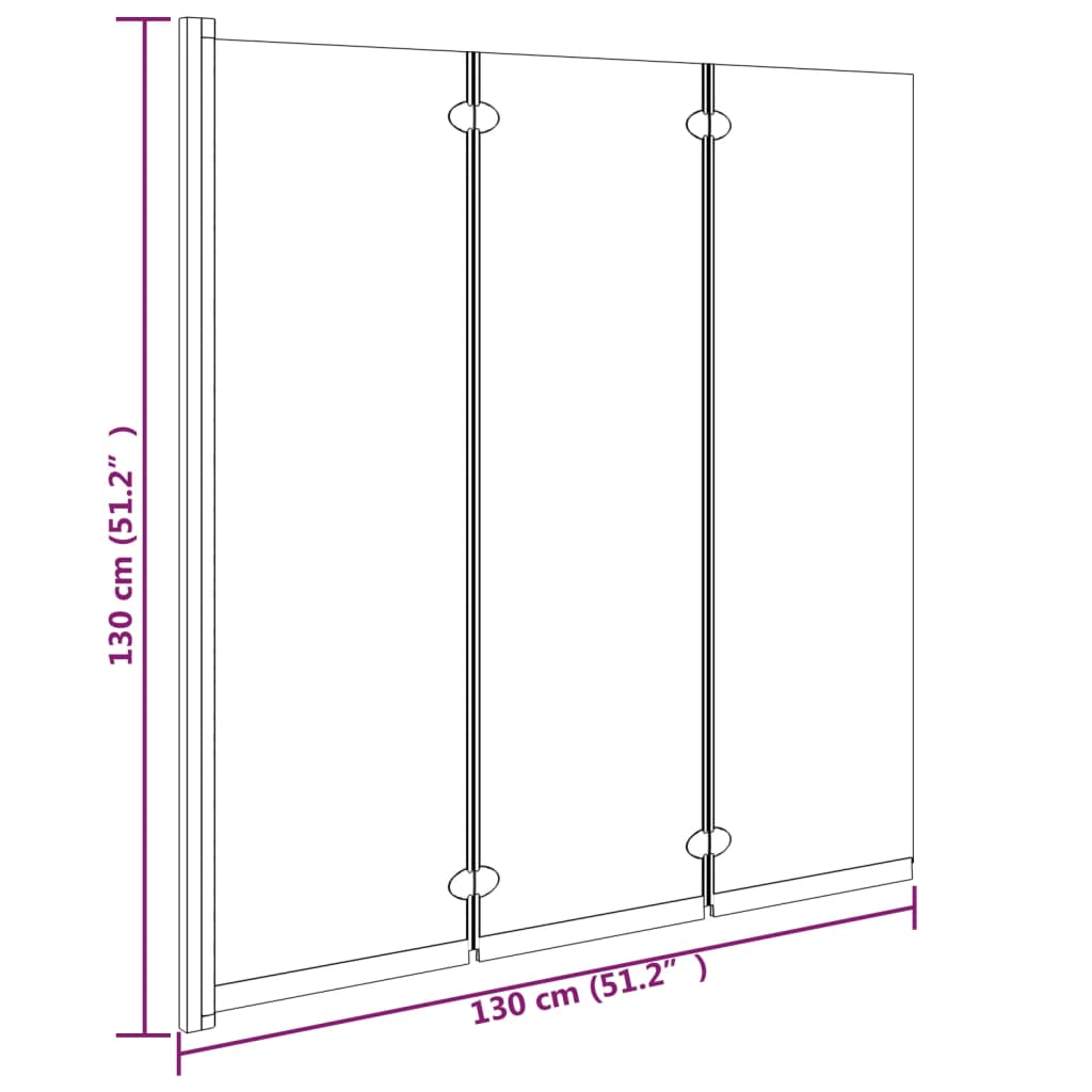 Box Doccia Pieghevole 3 Pannelli 130X130 Cm In Esg Nero