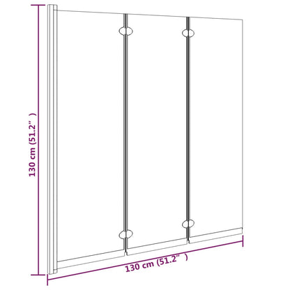 Box Doccia Pieghevole 3 Pannelli 130X130 Cm In Esg Nero