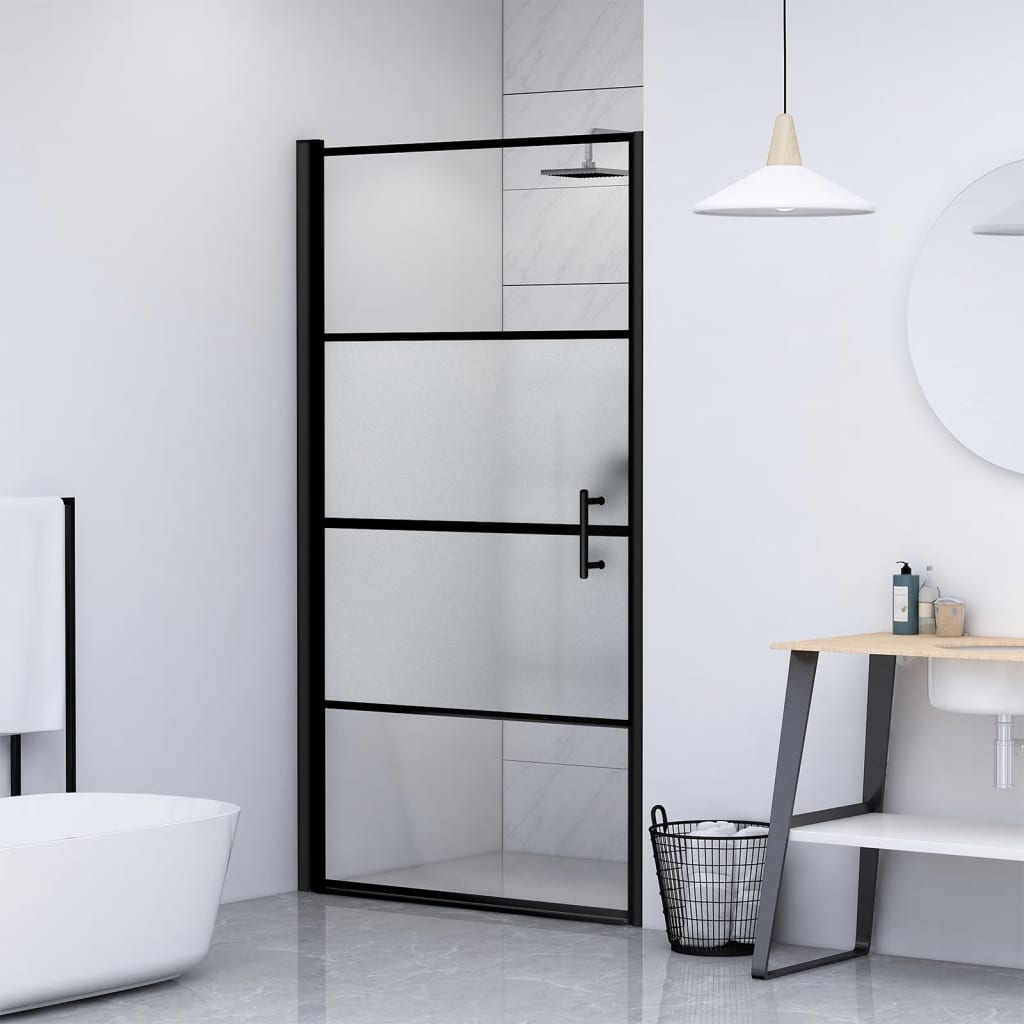 Parete Doccia Vetro Temperato Semi Smerigliato Nero