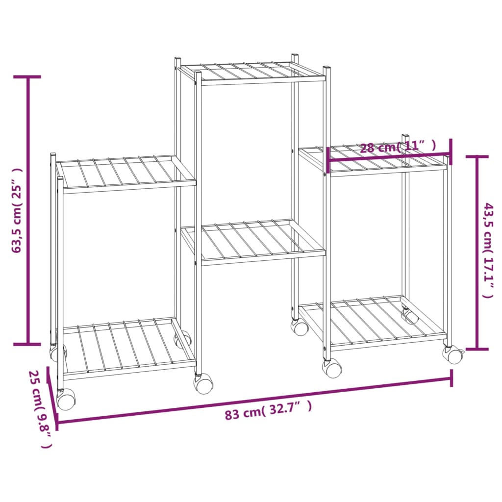 Portafiori 83X25X63,5 Cm Ferro Nero