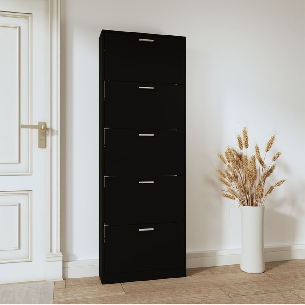 Scarpiera Nera 59X17X In Legno Multistrato