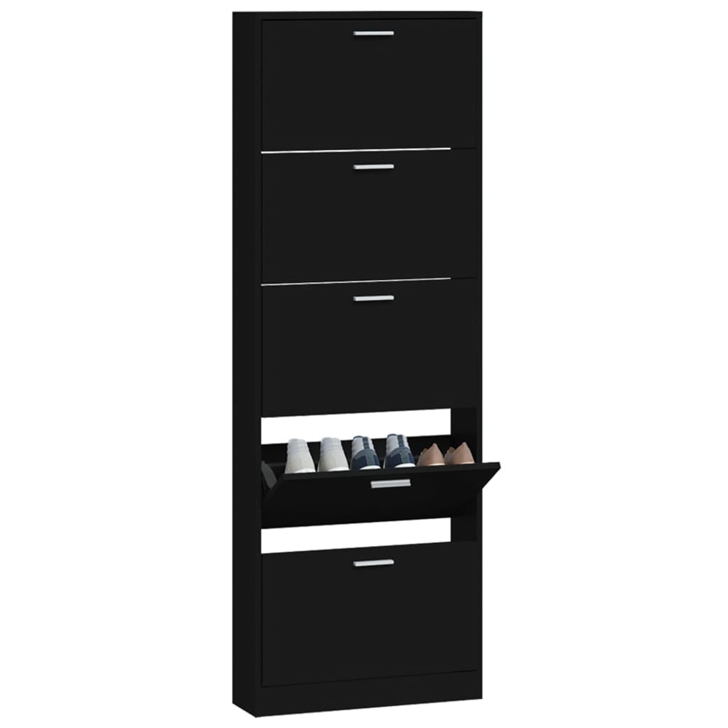 Scarpiera Nera 59X17X In Legno Multistrato
