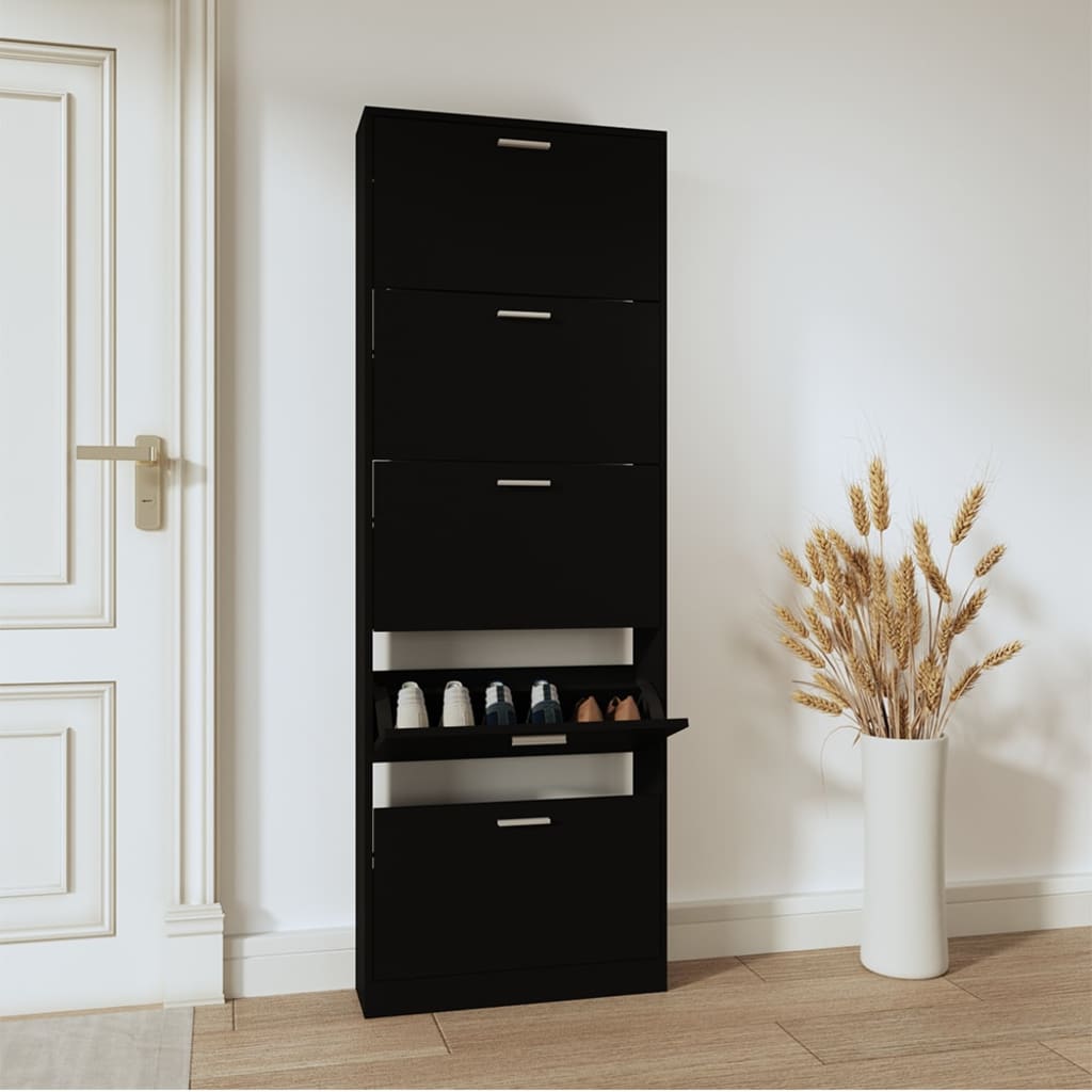 Scarpiera Nera 59X17X In Legno Multistrato