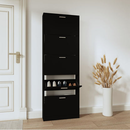 Scarpiera Nera 59X17X In Legno Multistrato