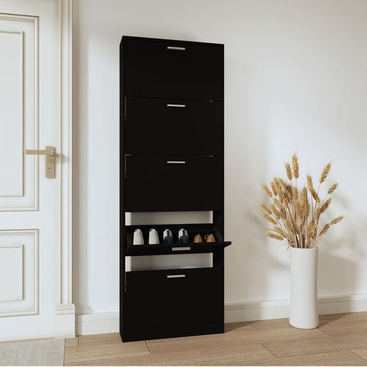Scarpiera Nera 59X17X In Legno Multistrato