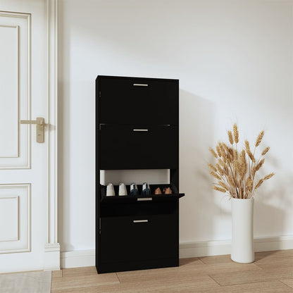 Scarpiera Nera 59X17X In Legno Multistrato