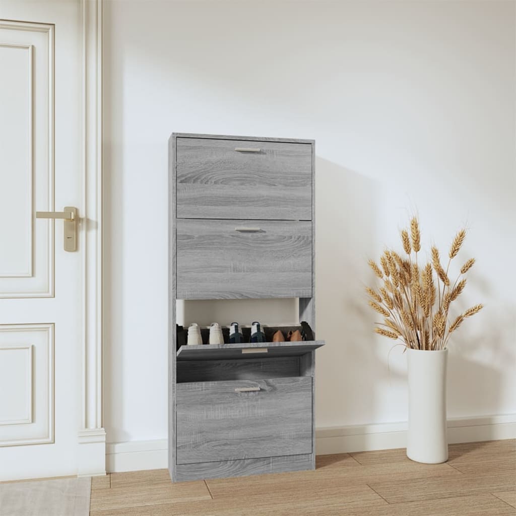 Scarpiera Nera 59X17X In Legno Multistrato