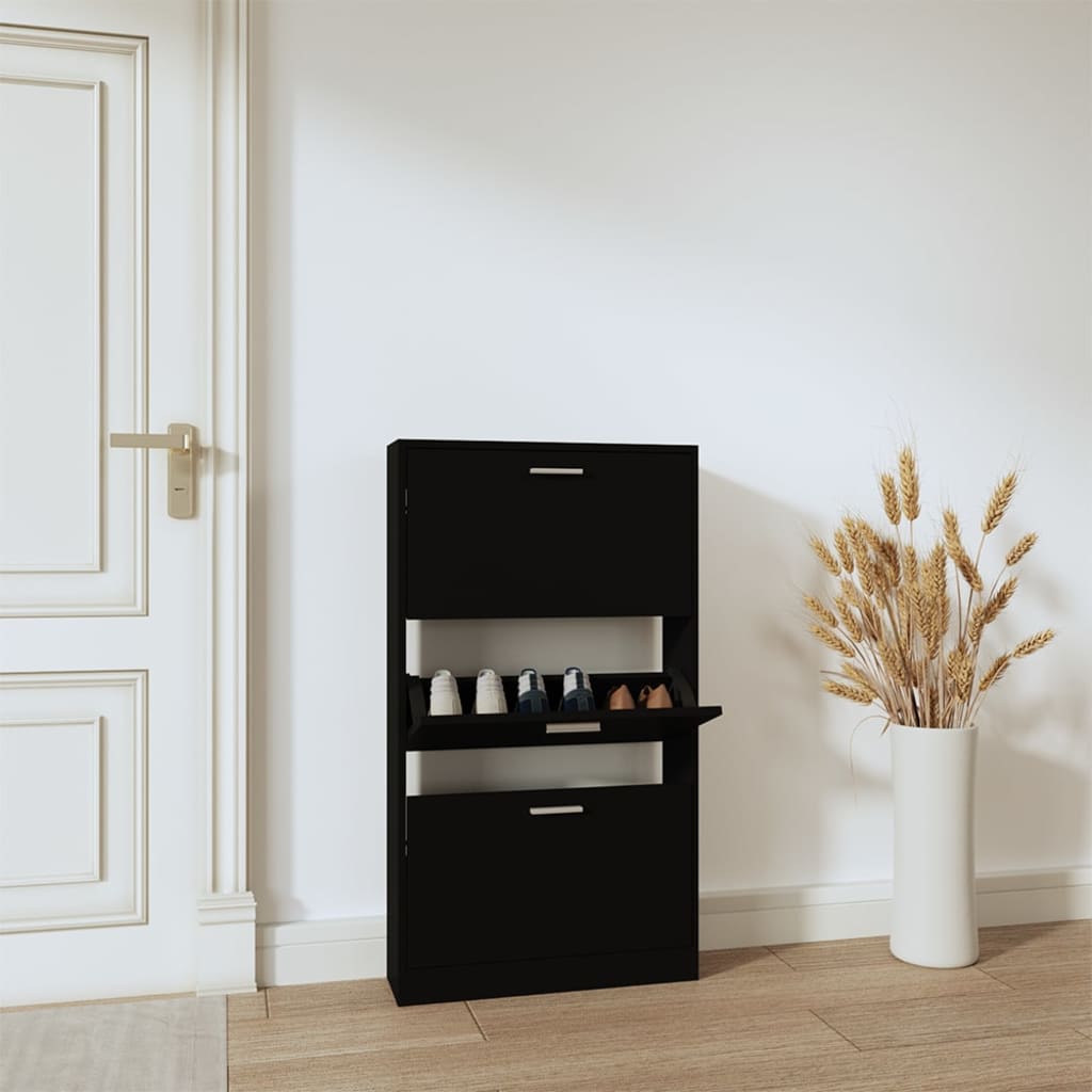 Scarpiera Nera 59X17X In Legno Multistrato