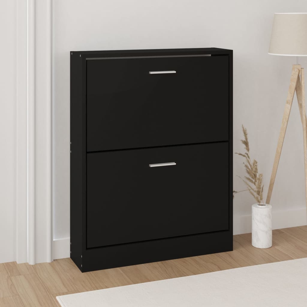 Scarpiera Nera 59X17X In Legno Multistrato