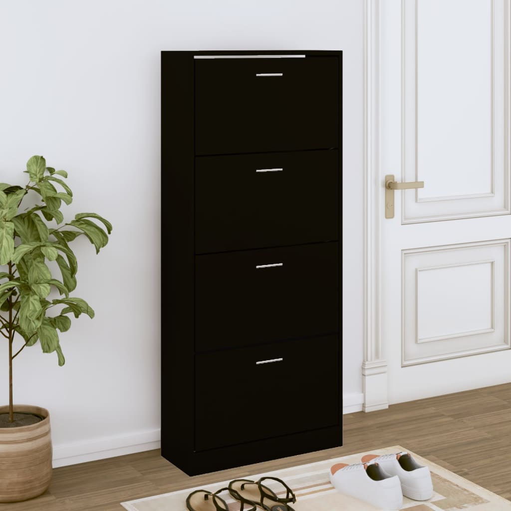 Scarpiera Nera 63X24X In Legno Multistrato Nero