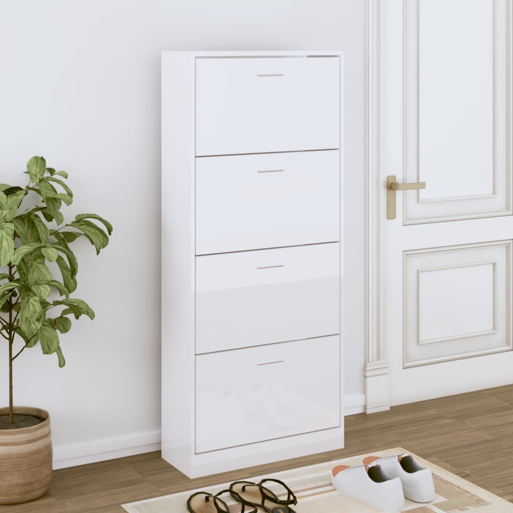 Scarpiera 63X24X In Legno Multistrato Bianco Lucido
