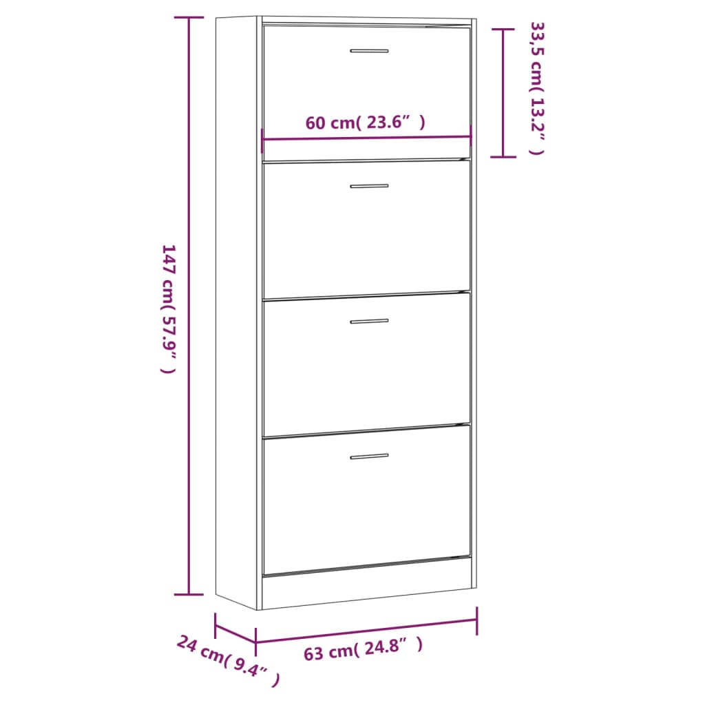 Scarpiera 63X24X In Legno Multistrato Rovere Fumo