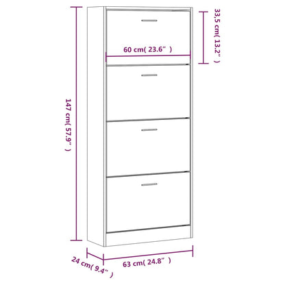 Scarpiera 63X24X In Legno Multistrato Rovere Fumo