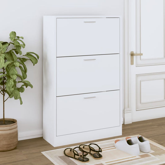 Scarpiera Bianca 63X24X In Legno Multistrato Bianco