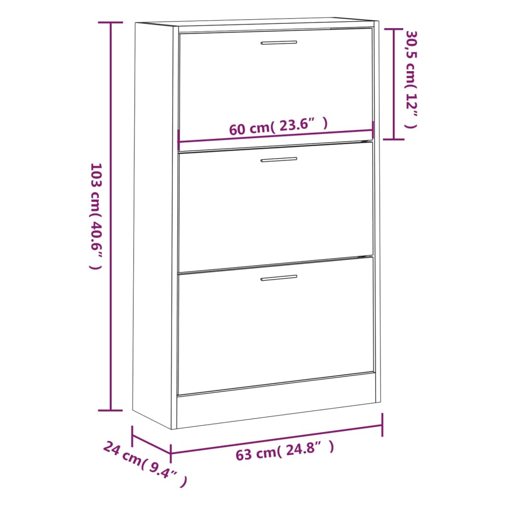 Scarpiera 63X24X In Legno Multistrato Rovere Sonoma