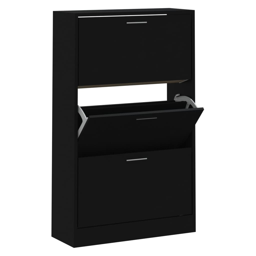 Scarpiera Nera 63X24X In Legno Multistrato Nero