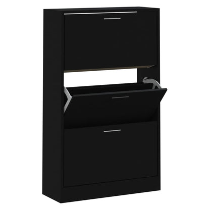 Scarpiera Nera 63X24X In Legno Multistrato Nero