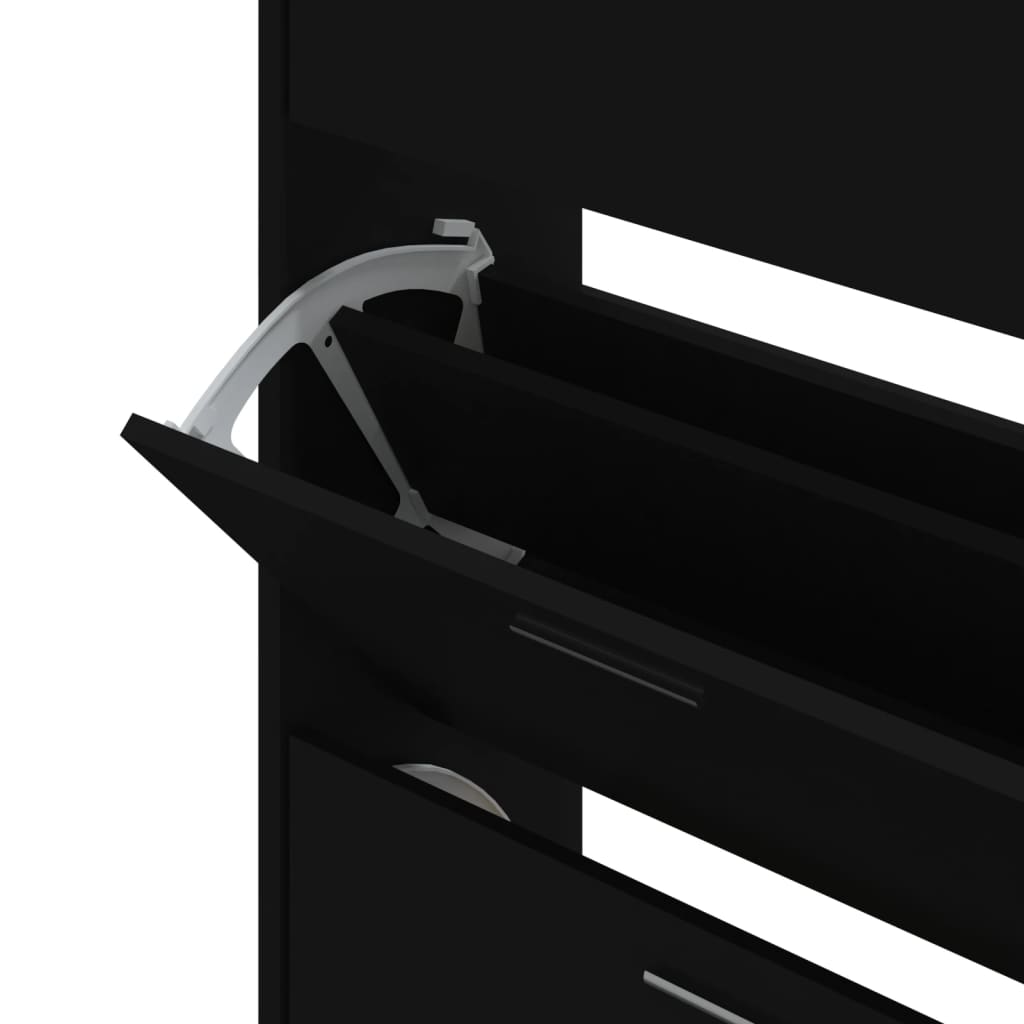 Scarpiera Nera 63X24X In Legno Multistrato Nero