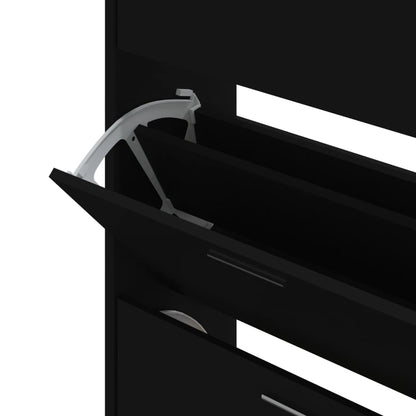Scarpiera Nera 63X24X In Legno Multistrato Nero