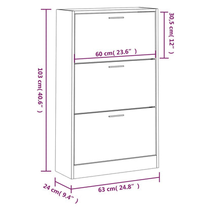 Scarpiera 63X24X In Legno Multistrato Grigio Cemento