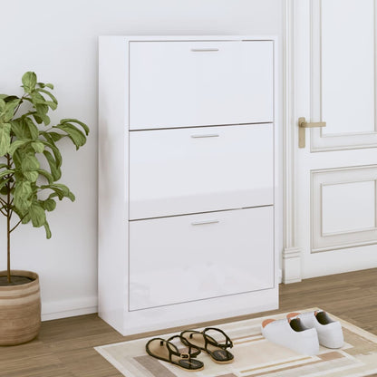 Scarpiera 63X24X In Legno Multistrato Bianco Lucido