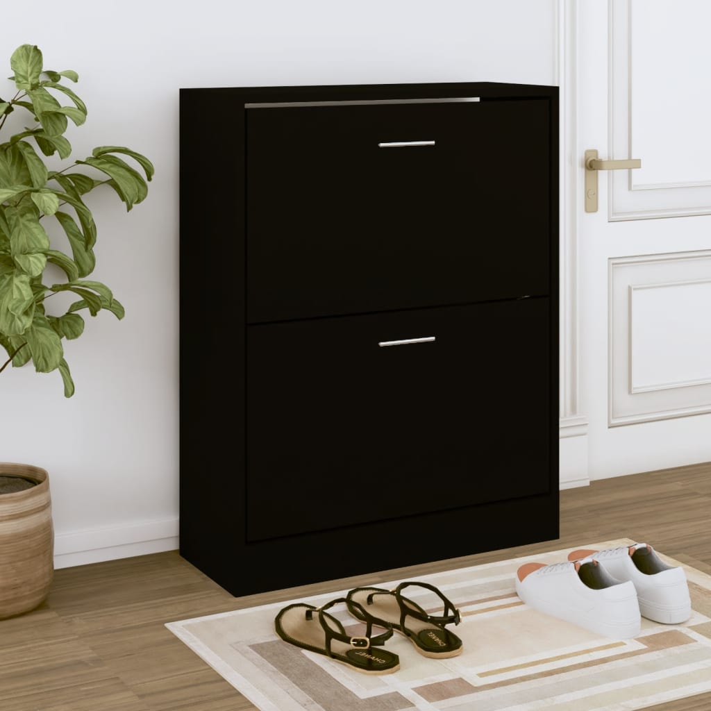 Scarpiera Nera 63X24X In Legno Multistrato Nero
