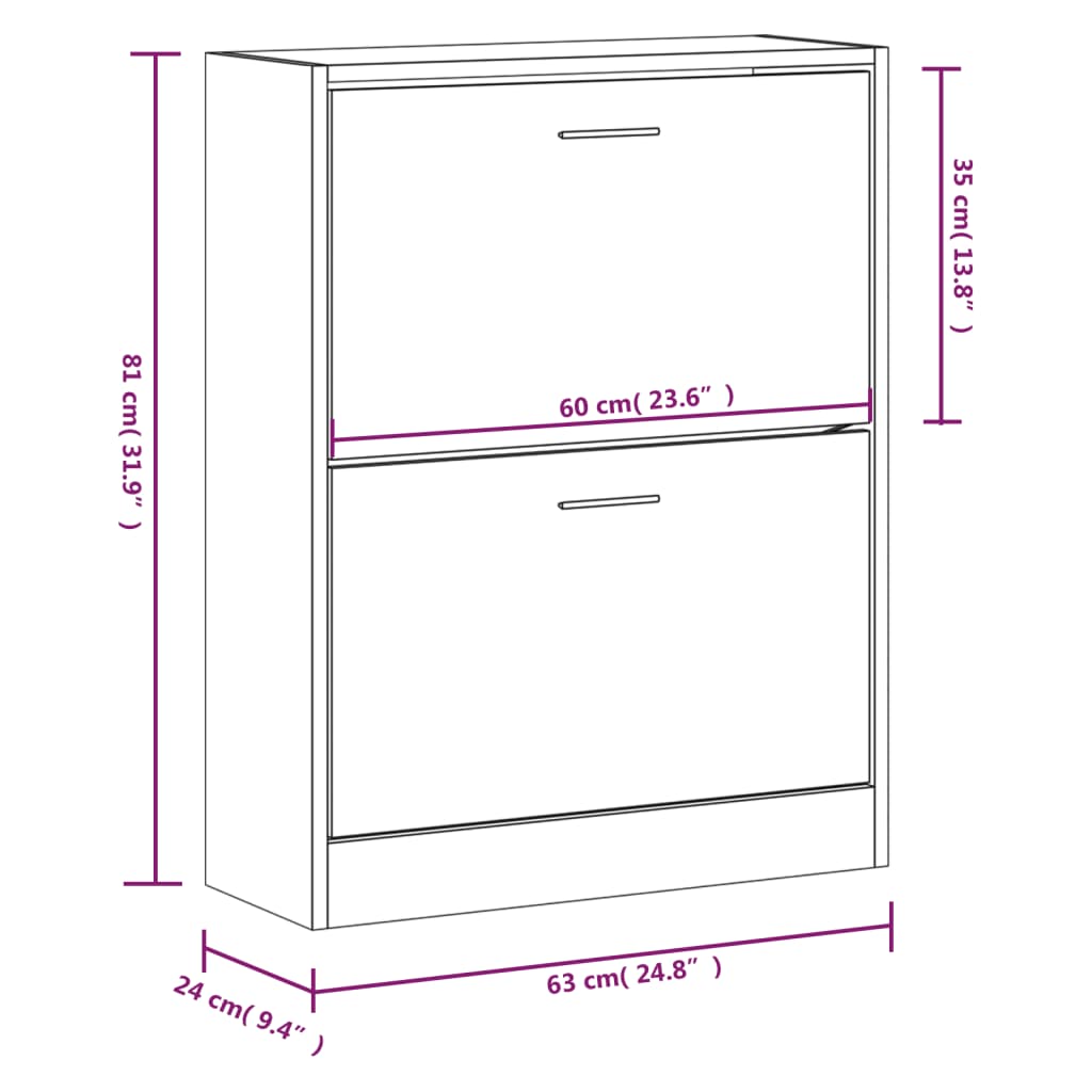 Scarpiera 63X24X In Legno Multistrato Bianco Lucido
