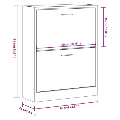 Scarpiera 63X24X In Legno Multistrato Bianco Lucido